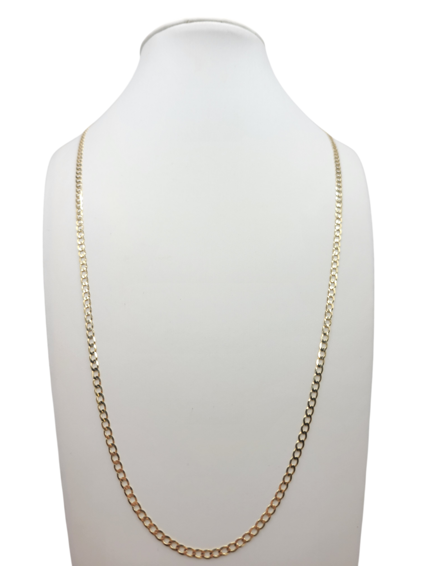 10K gold Cuban chain. Double-stranded. Plain. 22 inches. 2.5 mm