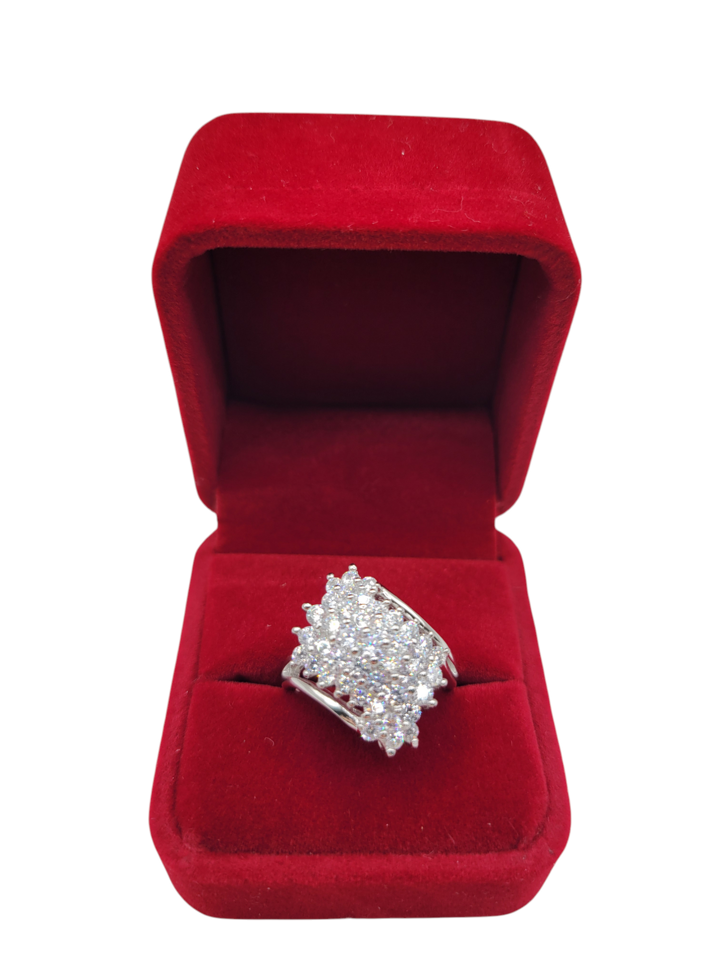 925 Silver Ring. White CZ Stone Flag. Size 9