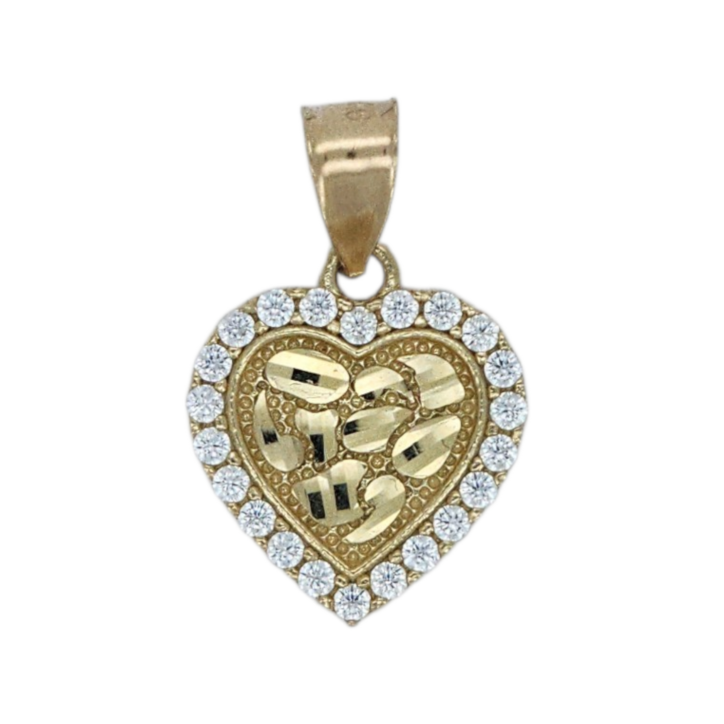 10k Gold Heart Pendant. CZ Stones