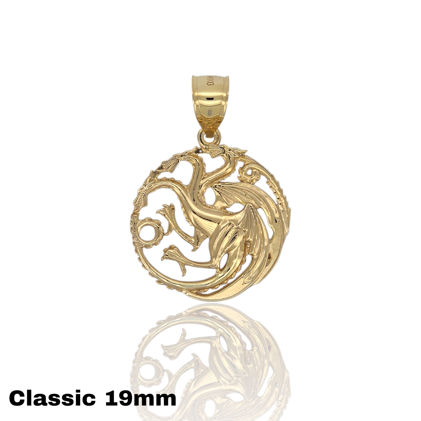 "Fire & Blood" Three-Headed Dragon Pendant - Solid Gold