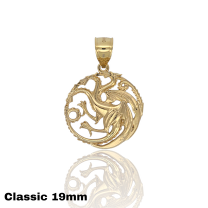 "Fire & Blood" Three-Headed Dragon Pendant - Solid Gold