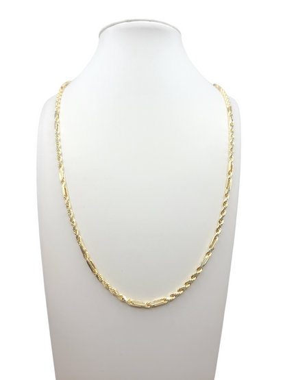 10K gold rope chain with Jesús face pendant , figure-8 design. 24in . 3mm