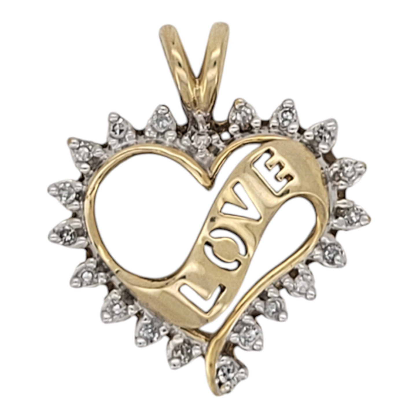 10K gold pendant. Love heart with CZ stone