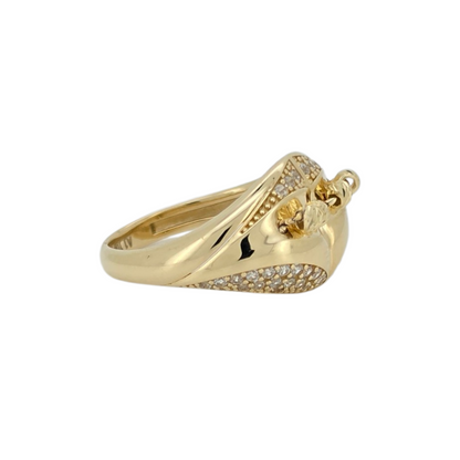 10k Gold Fancy Ring. CZ Stones. Size 8