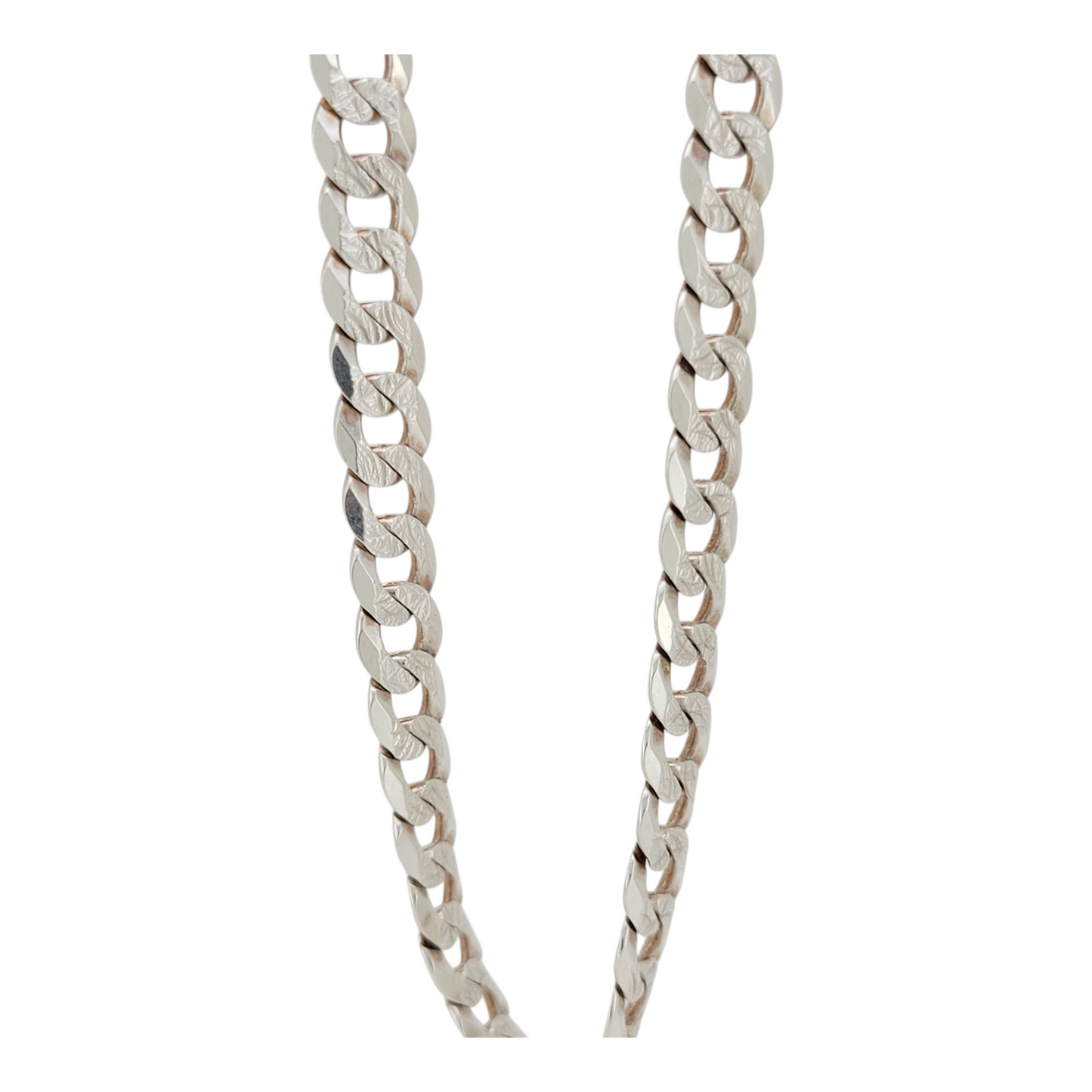 Solid 925 sterling silver Cuban link chain. Plain. 26in . 7mm