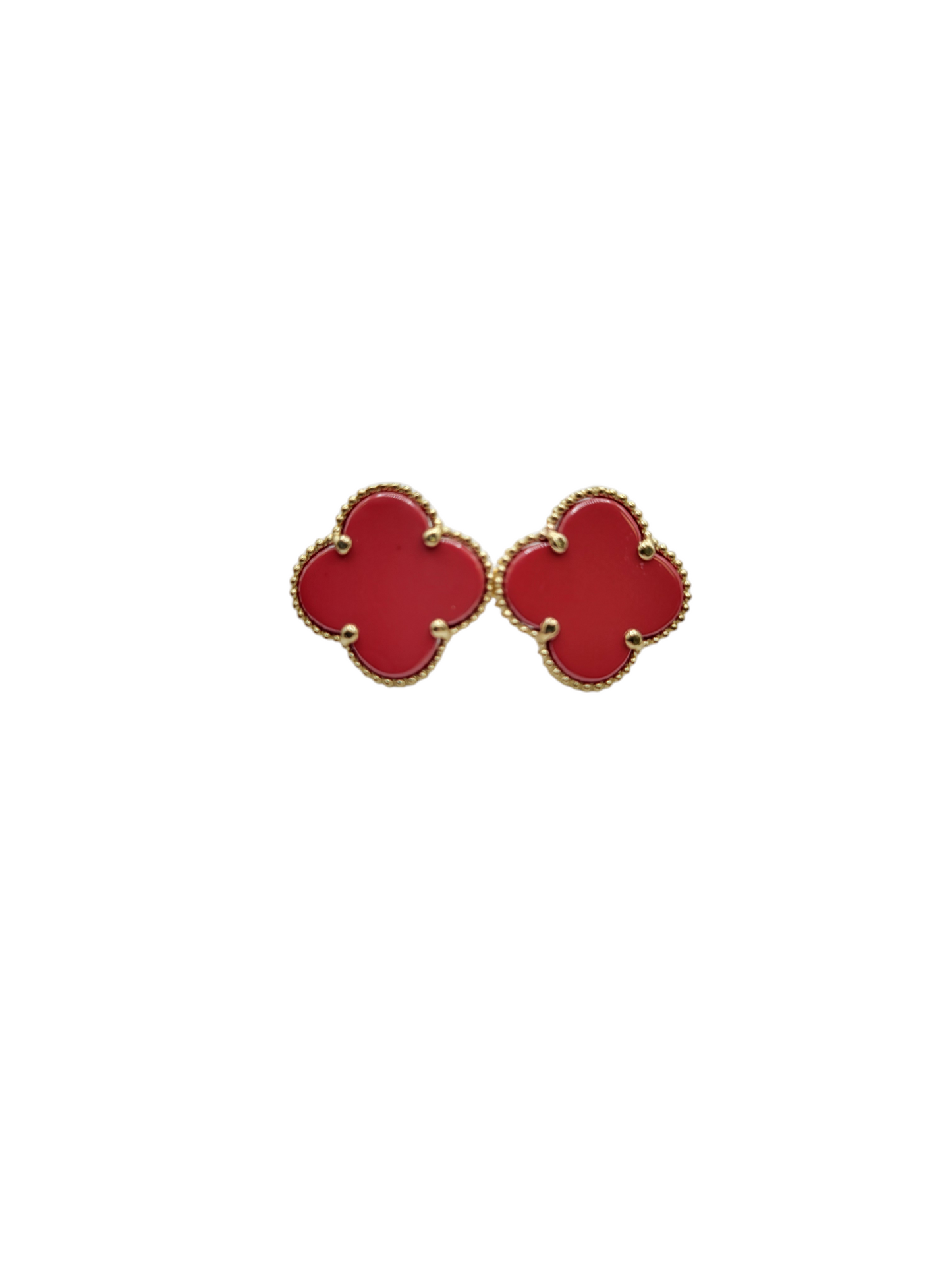 10K gold earrings. Red flowers.