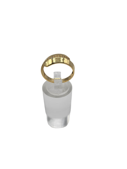 14K gold ring. Double union with CZ stone. Size 7.5