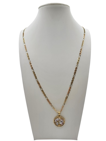 10K Gold Chain. Figaro Style. 3 Colors. World Charm. 22in. 3mm