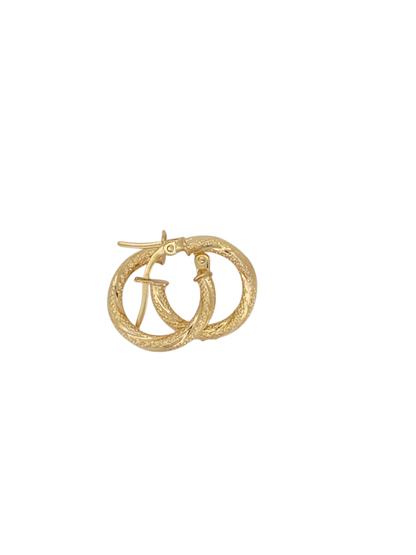 10K yellow gold hoops.