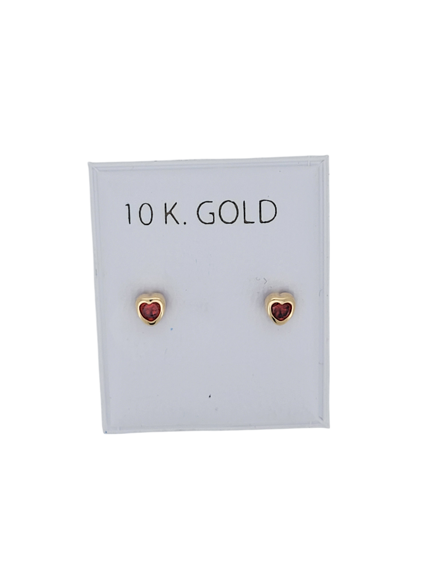 10K gold earrings. Red hearts.