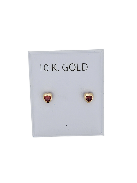 10K gold earrings. Red hearts.