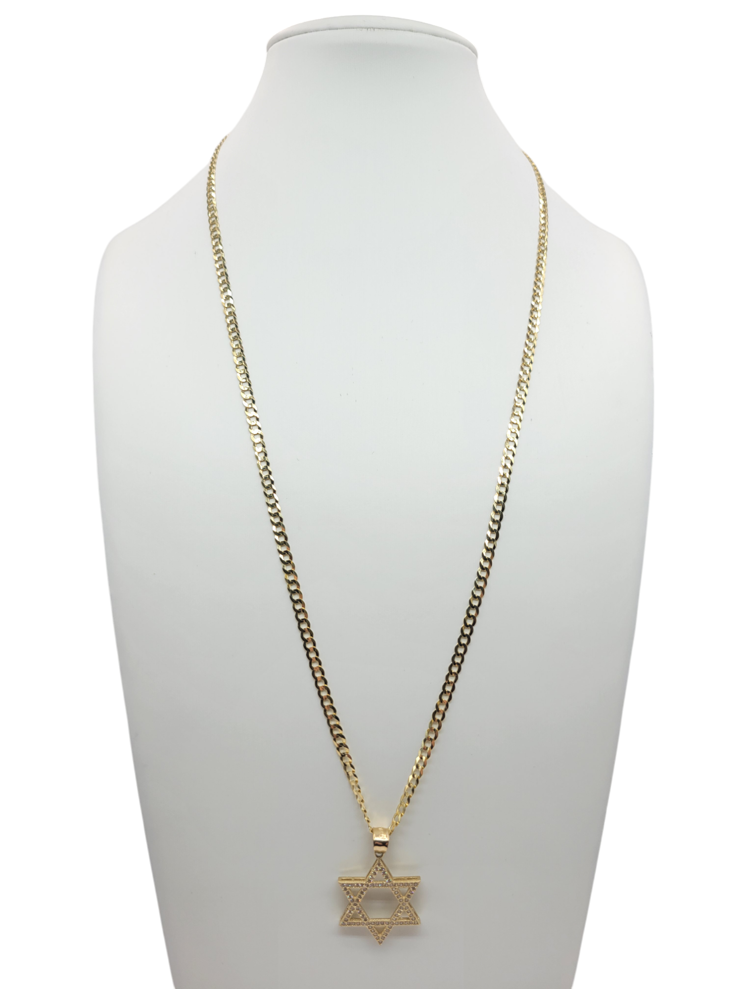 10K gold Cuban chain. Star pendant. 24 inches. 4 mm