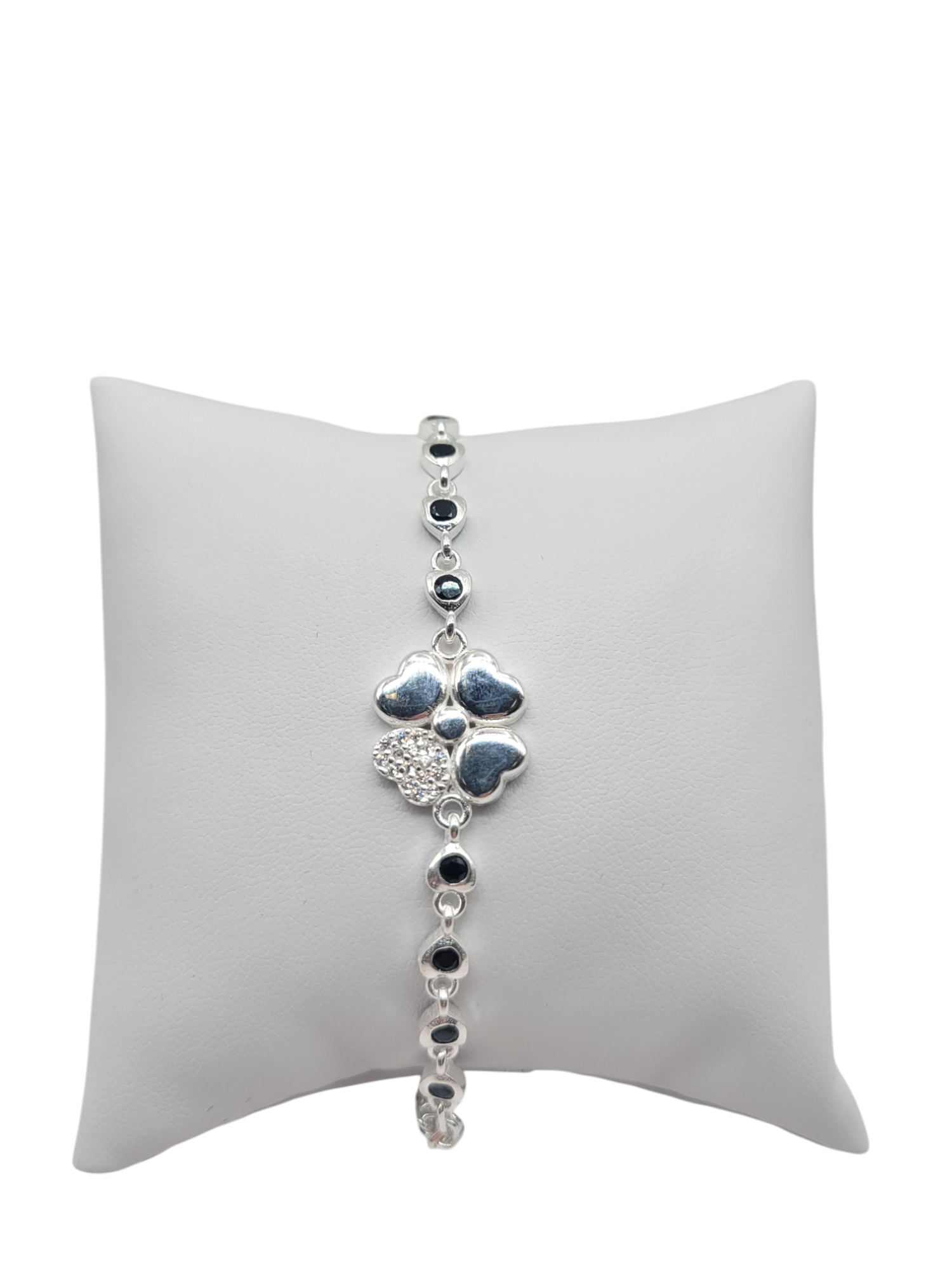 925 silver bracelet. Lotus flower. CZ stone .8in . 3mm