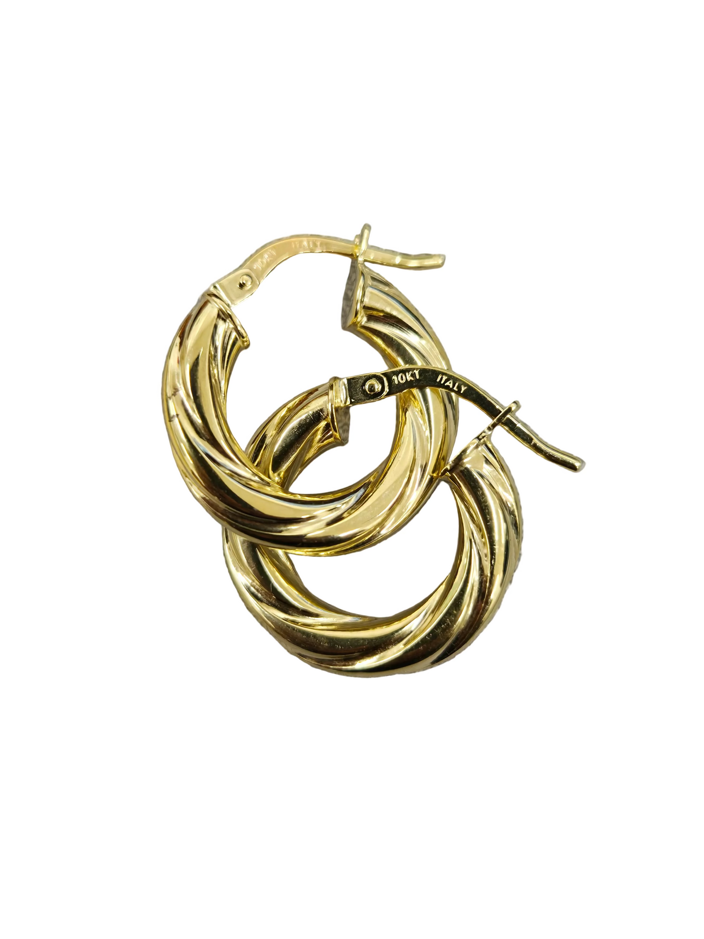 10k gold twisted style earrings thick tube