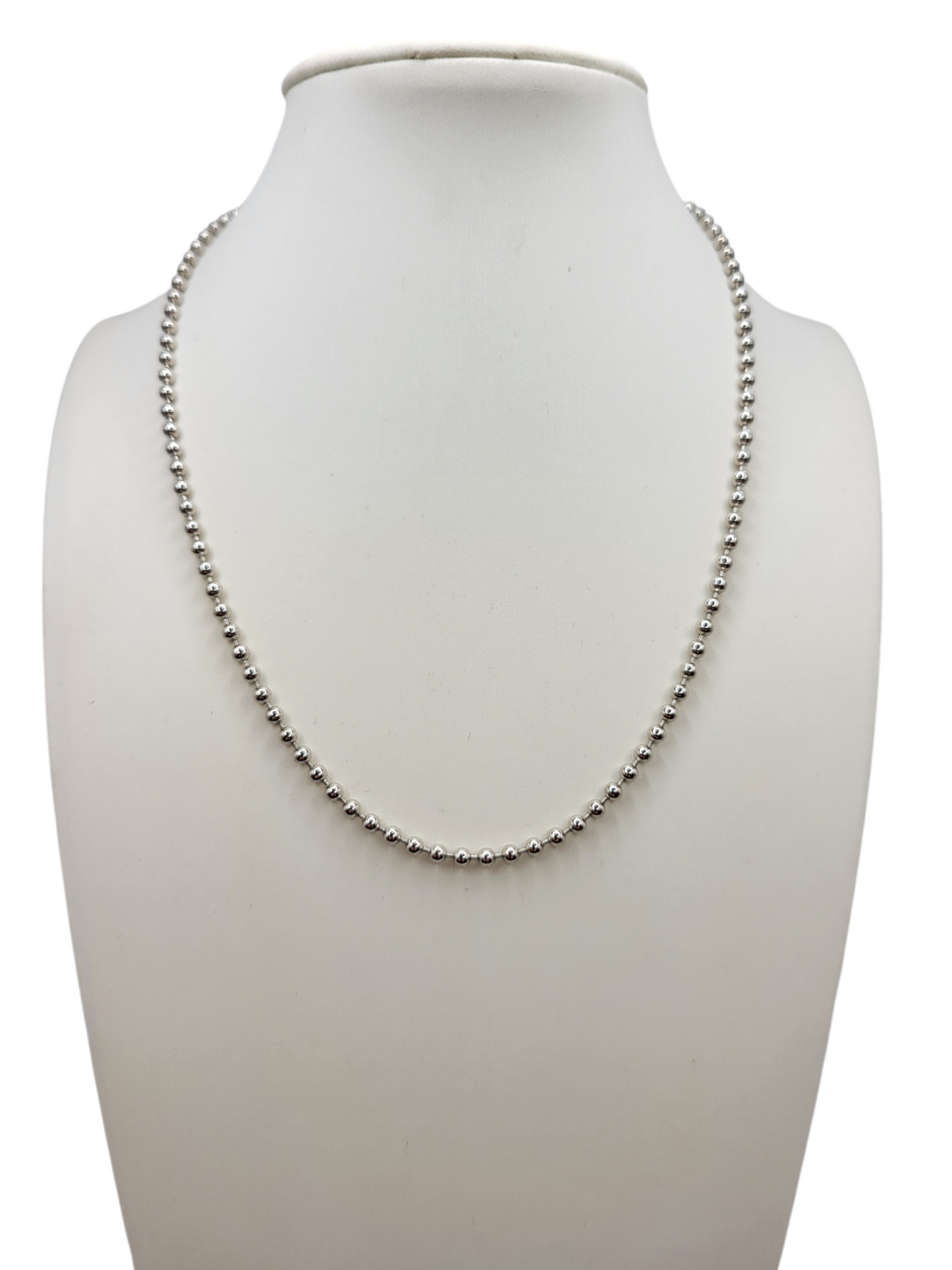 925 silver children's necklace. Small beads. 14 inches. 3 mm.