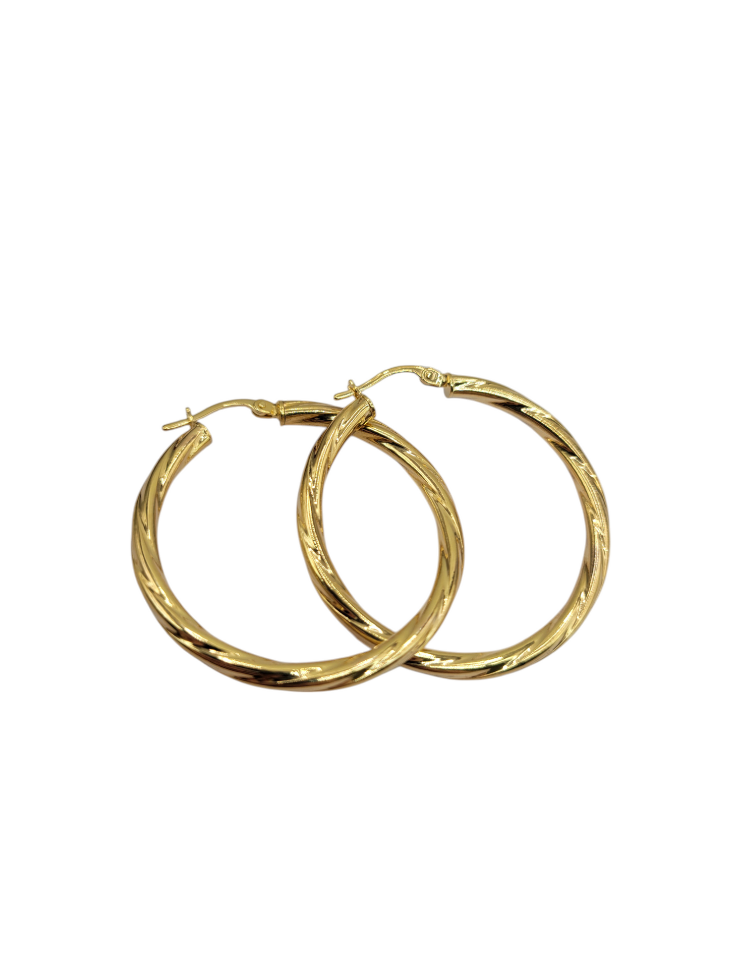 10K gold earrings. Twisted. Size 5.