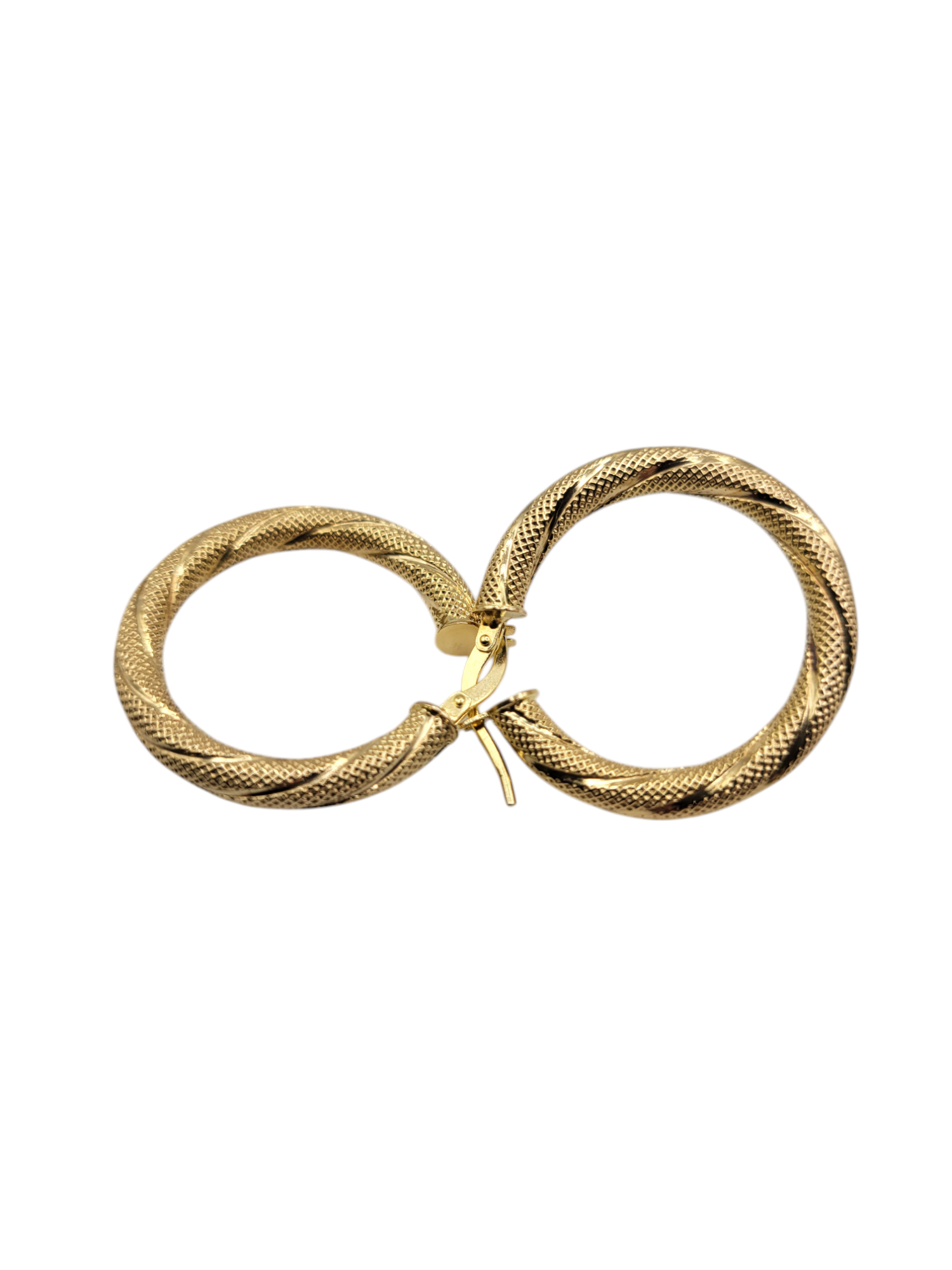 10K gold earrings. Snowy hoops. Size 3. Thick.