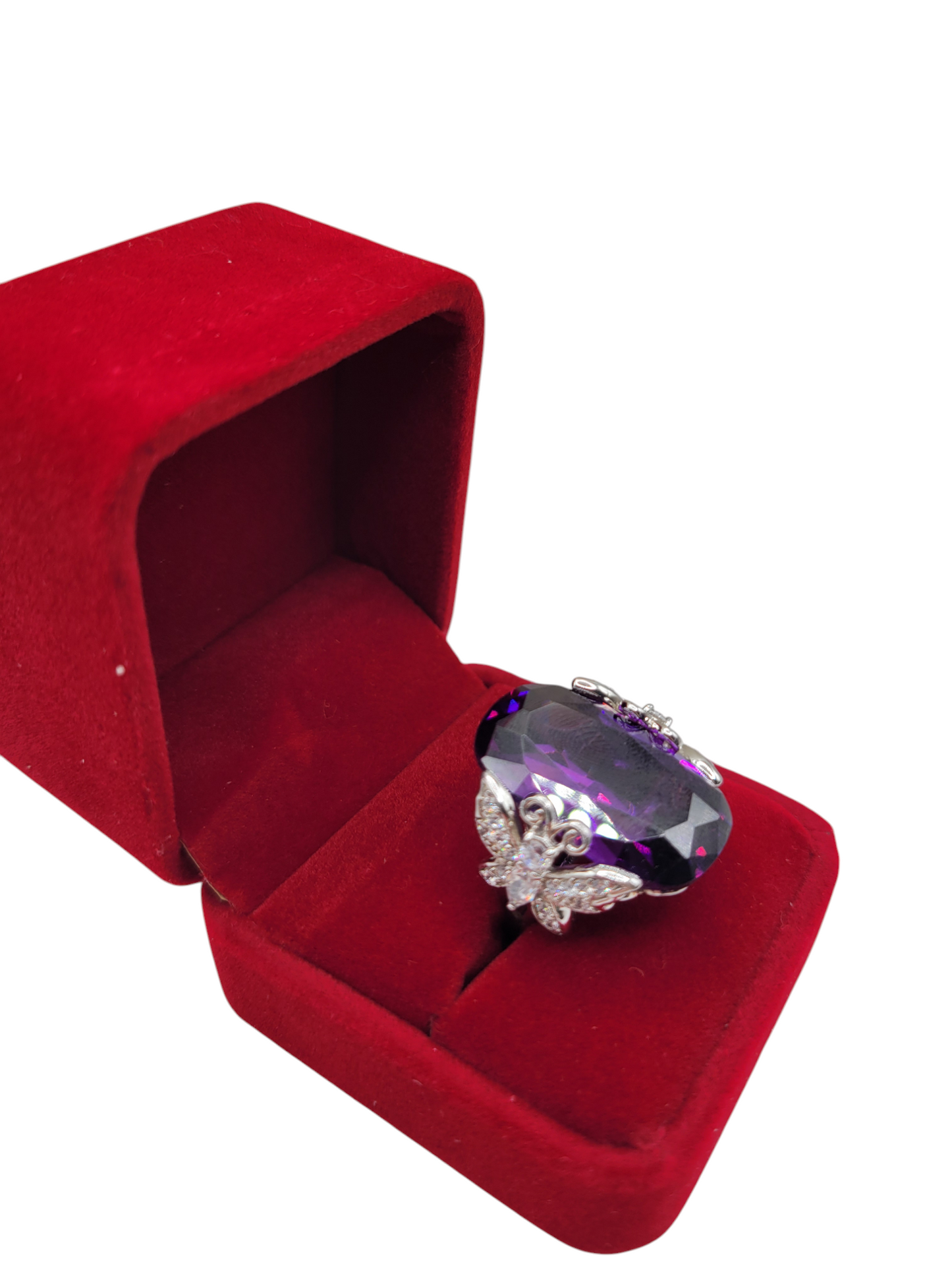 925 silver ring. Large violet stone . Size 5