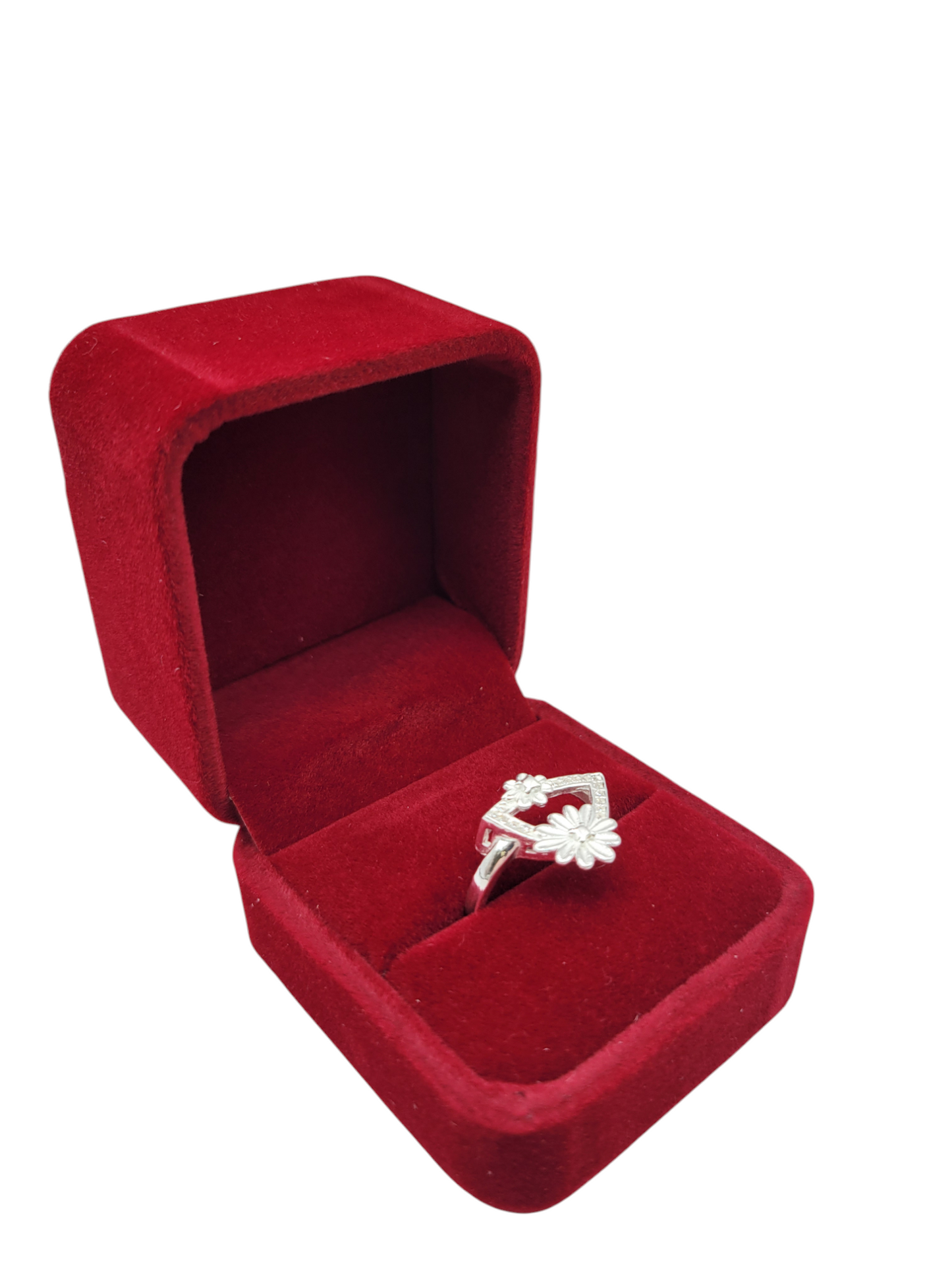 925 silver ring. Triangle with flowers. Size 7.5