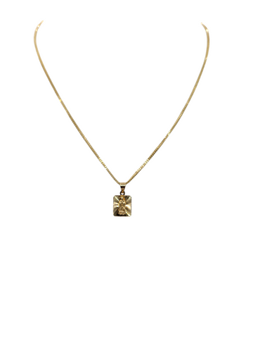 14K Gold Franco Chain. Virgin of Guadalupe Pendant. 16 inches. 1.5 mm.