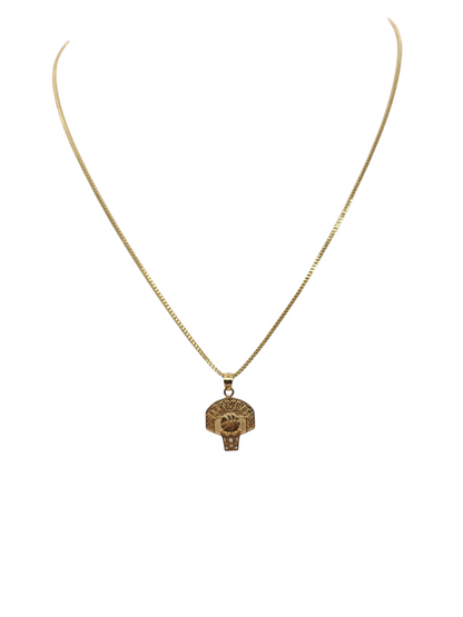 14K Gold Franco Chain. Basketball Pendant. 16in. 1.5mm