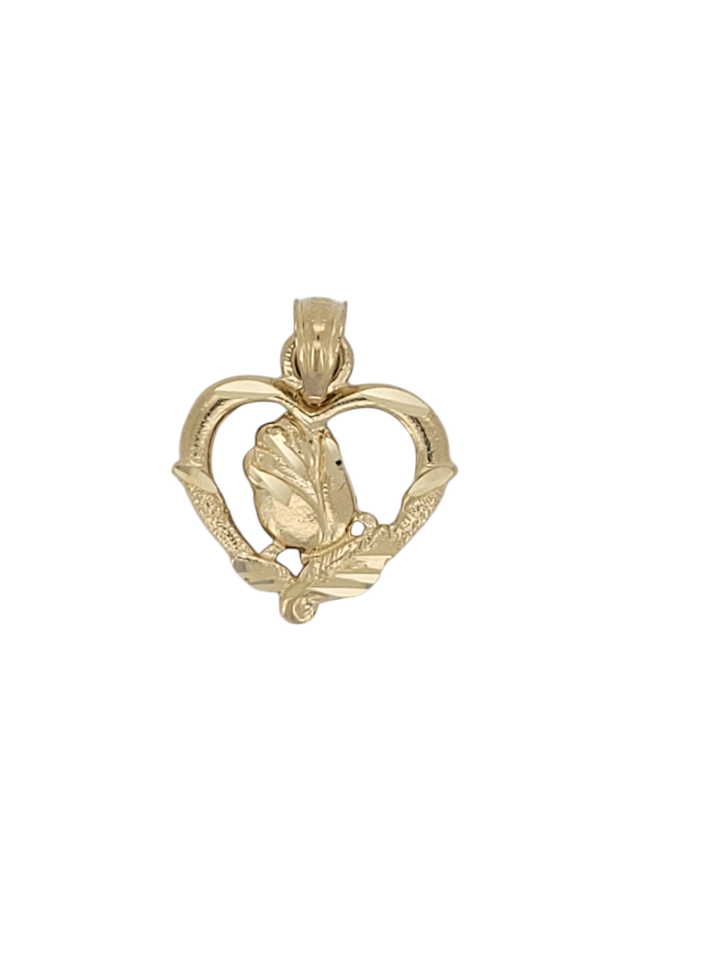 10K gold pendant. Heart with flower