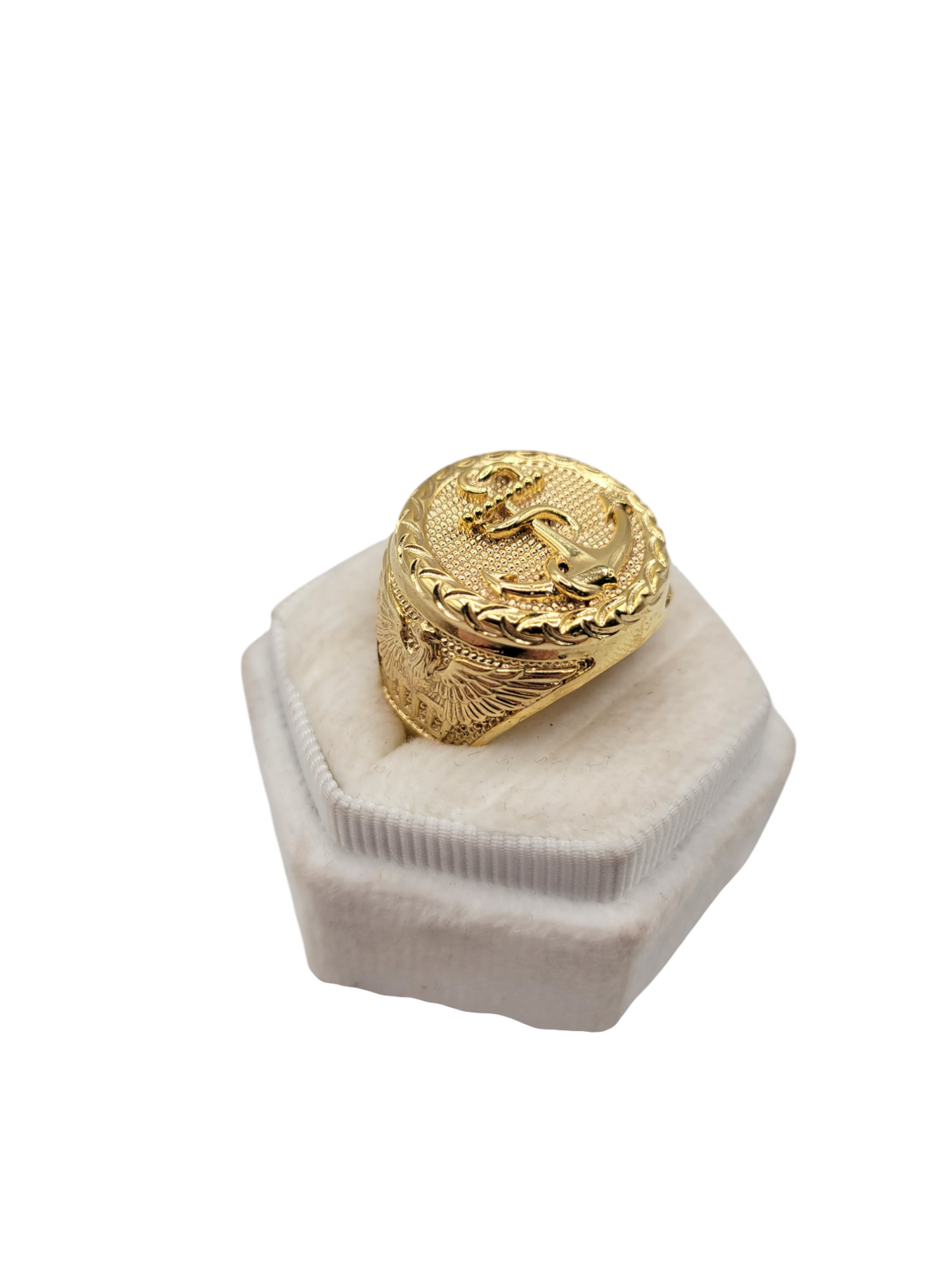 Solid 10K gold anchor ring. Size 11.5