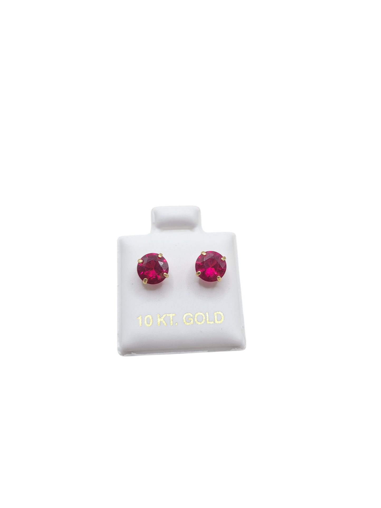 10K gold earrings with red CZ stone