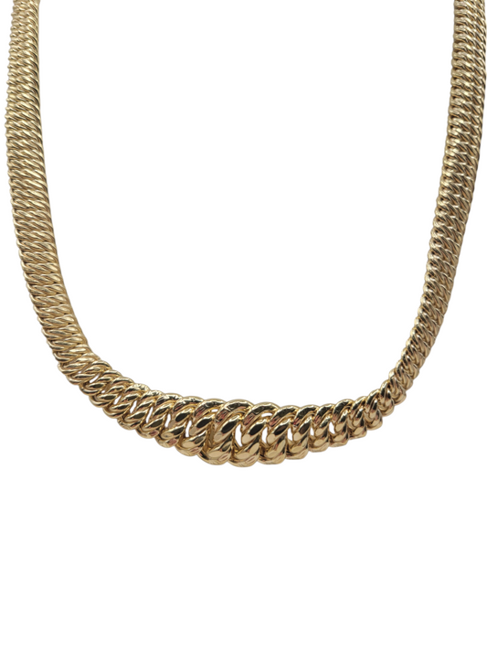 10K gold necklace. Princess cut style. 18in . 7-14mm