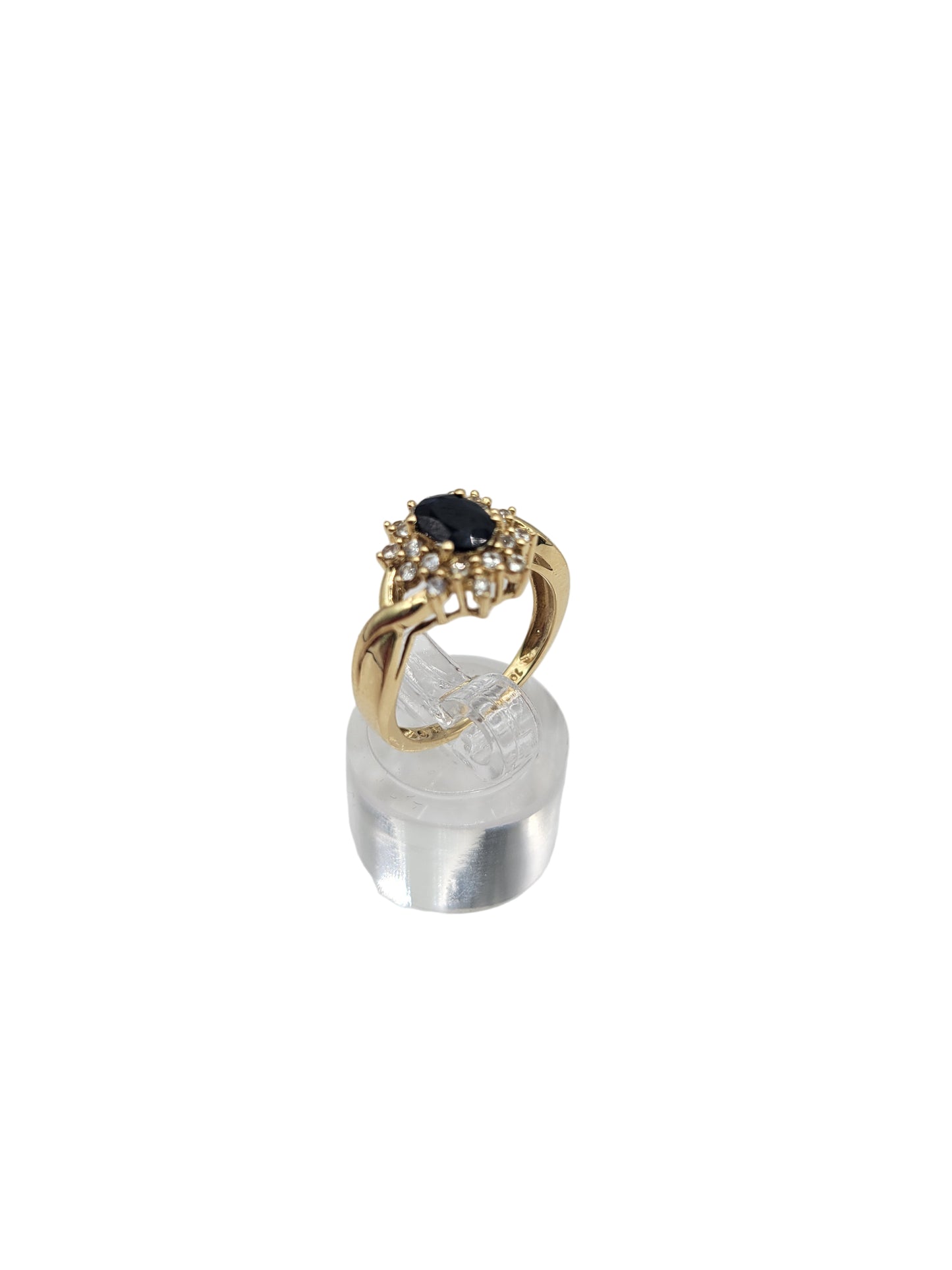10K gold ring. Black CZ stone. Size 6.5