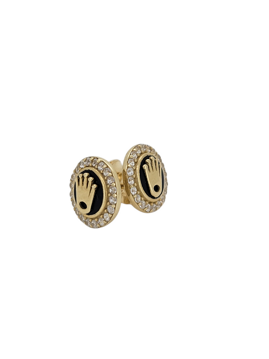 10K yellow gold earrings. Crown