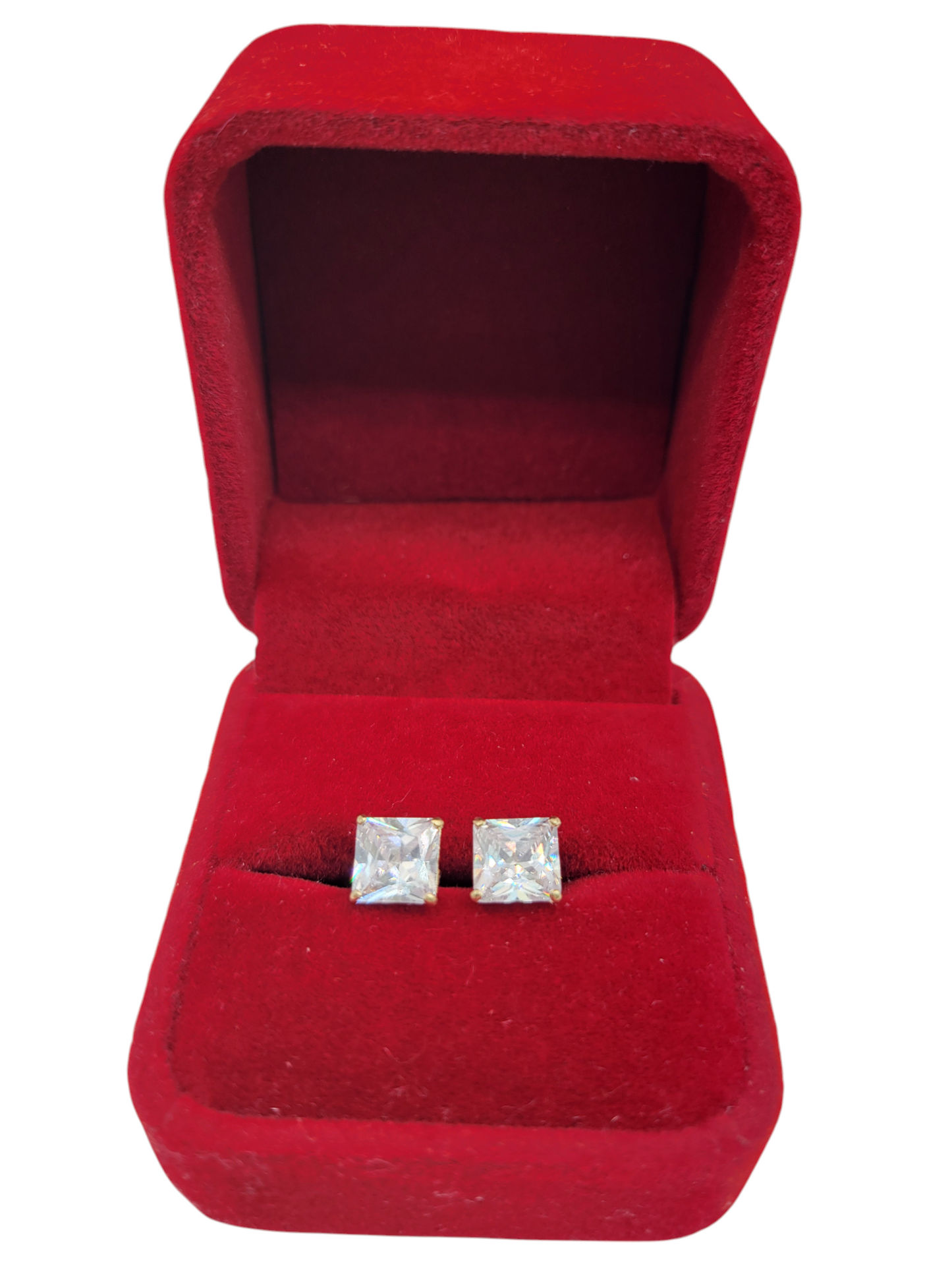 14K gold earrings. Square diamonds.