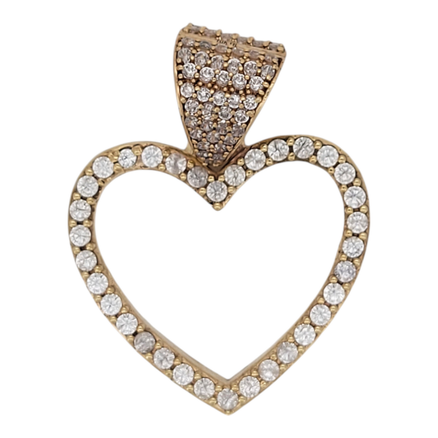 10K gold pendant. Heart with CZ stone.