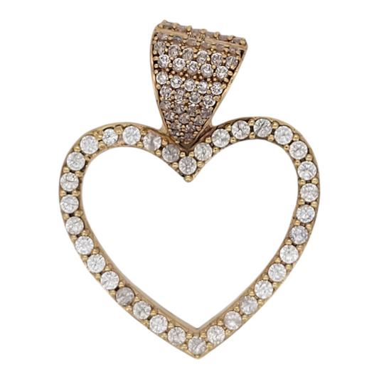 10K gold pendant. Heart with CZ stone.