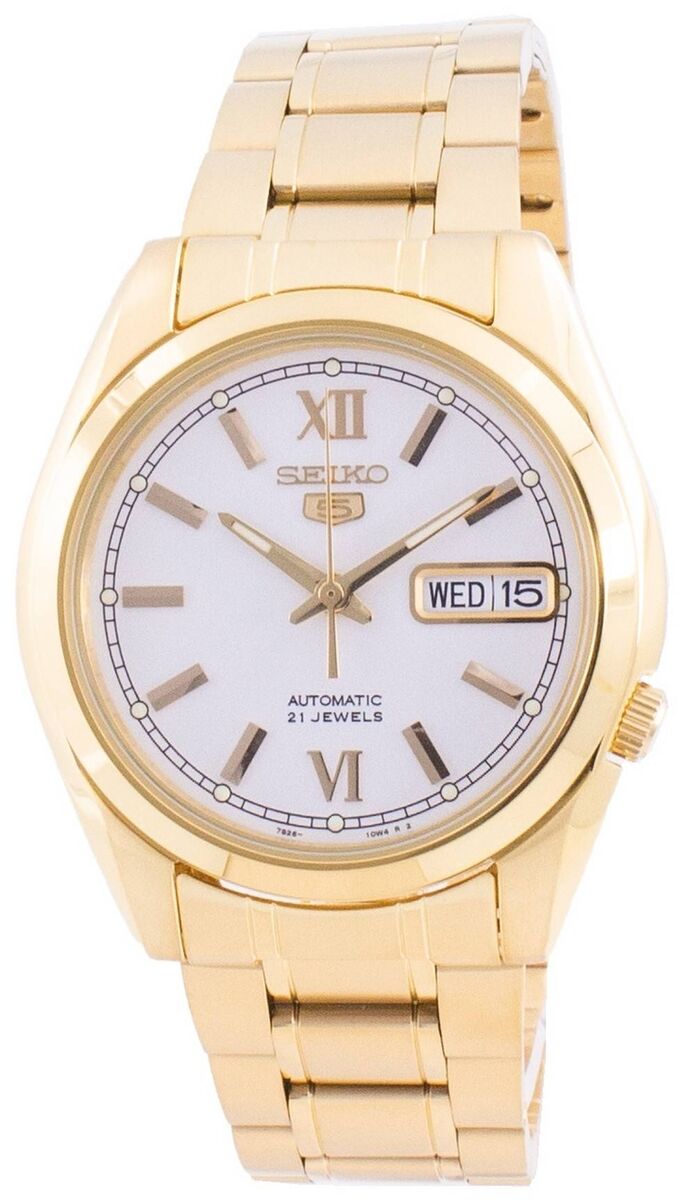 Seiko 5 Automatic White Dial Gold Tone Stainless Steel SNKL58K1 30M Mens Watch. 1 year free insurance