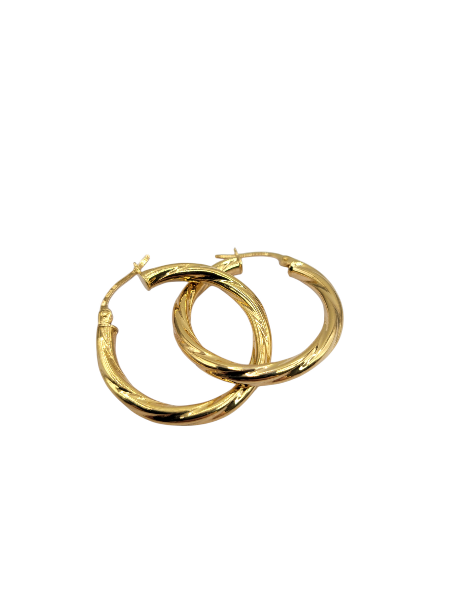 10K gold earrings. Twisted. Size 2