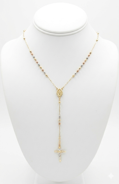 Rosary 14k Gold  three-color 24inch 1mm
