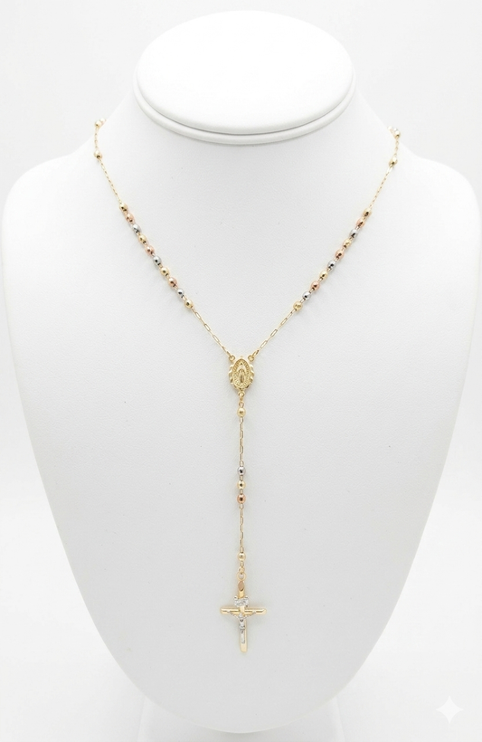 Rosary 14k Gold  three-color 24inch 1mm