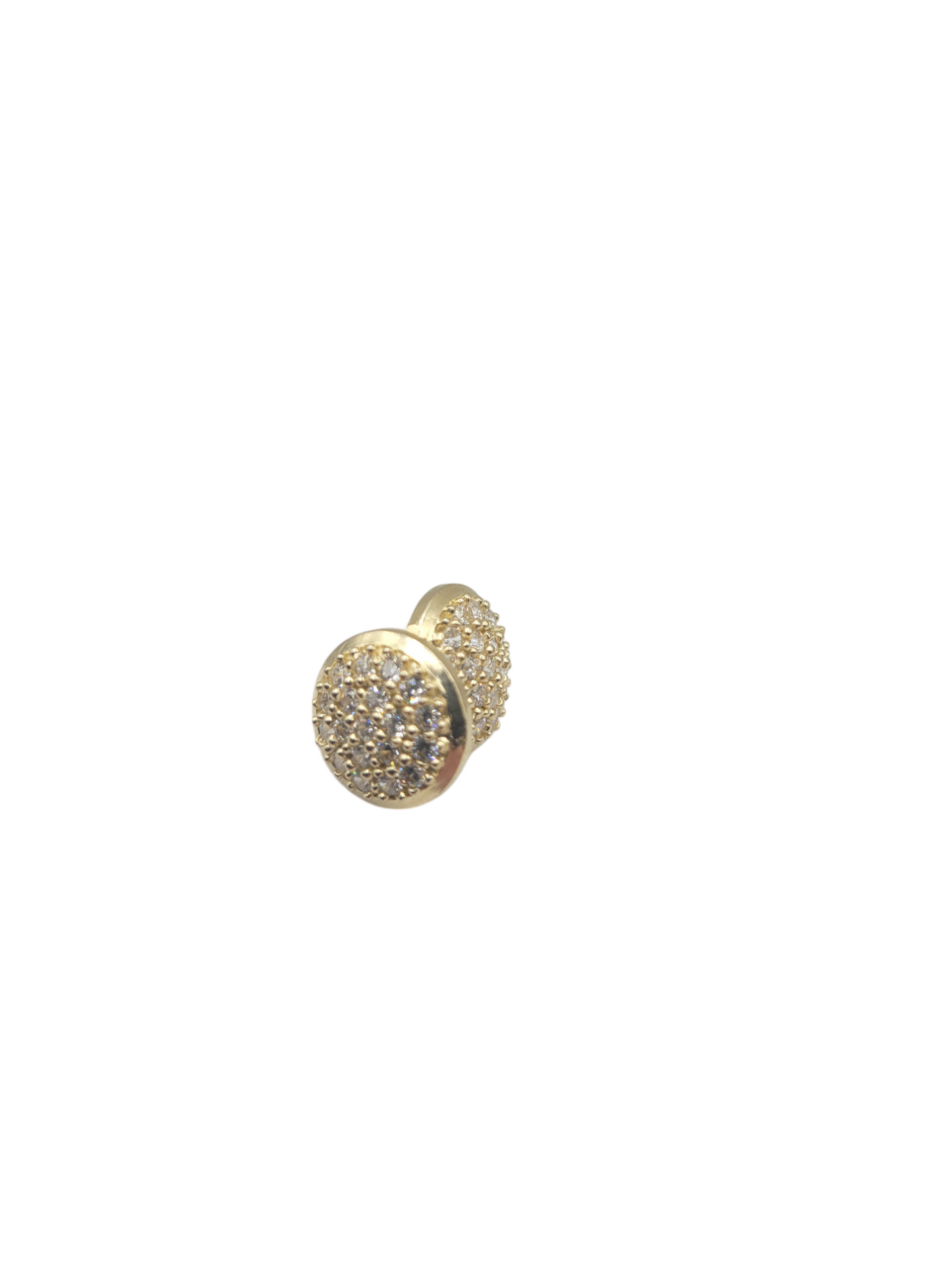 10K gold earrings. Round with CZ stone.