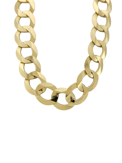 10K Gold Cuban Link Chain. Double Edge. Solid. 24in. 6mm