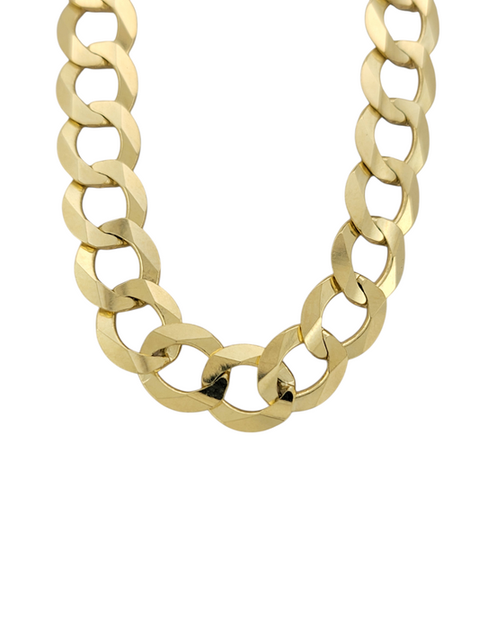 10K gold Cuban chain. Double edge. Solid. 20in.  7mm