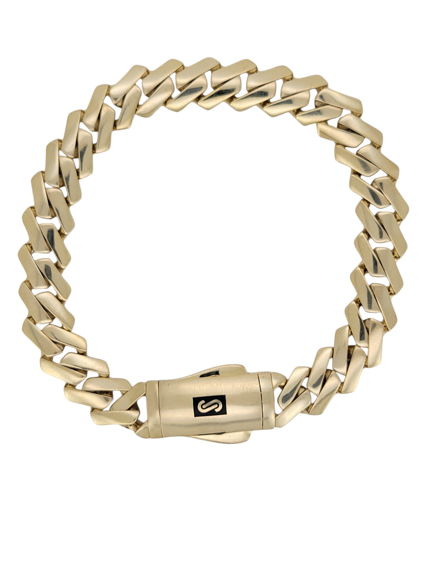 10K gold bracelet. Monaci style. 8in . 9mm