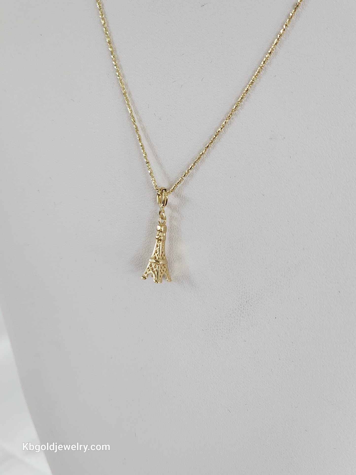 14k gold chain with tower of paris pendant