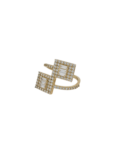 10K Gold Ring. Two squares with CZ stone . Size 7