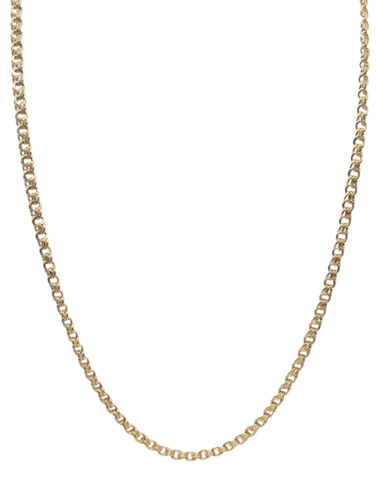 10K gold chain. Chinoiserie weave. Box clasp. 24in . 4mm